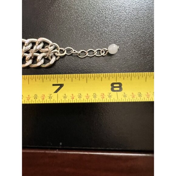 Vintage & Rare Silver Chain Bracelet and Finger Chain with Large Turquoise Stone - Picture 6 of 8